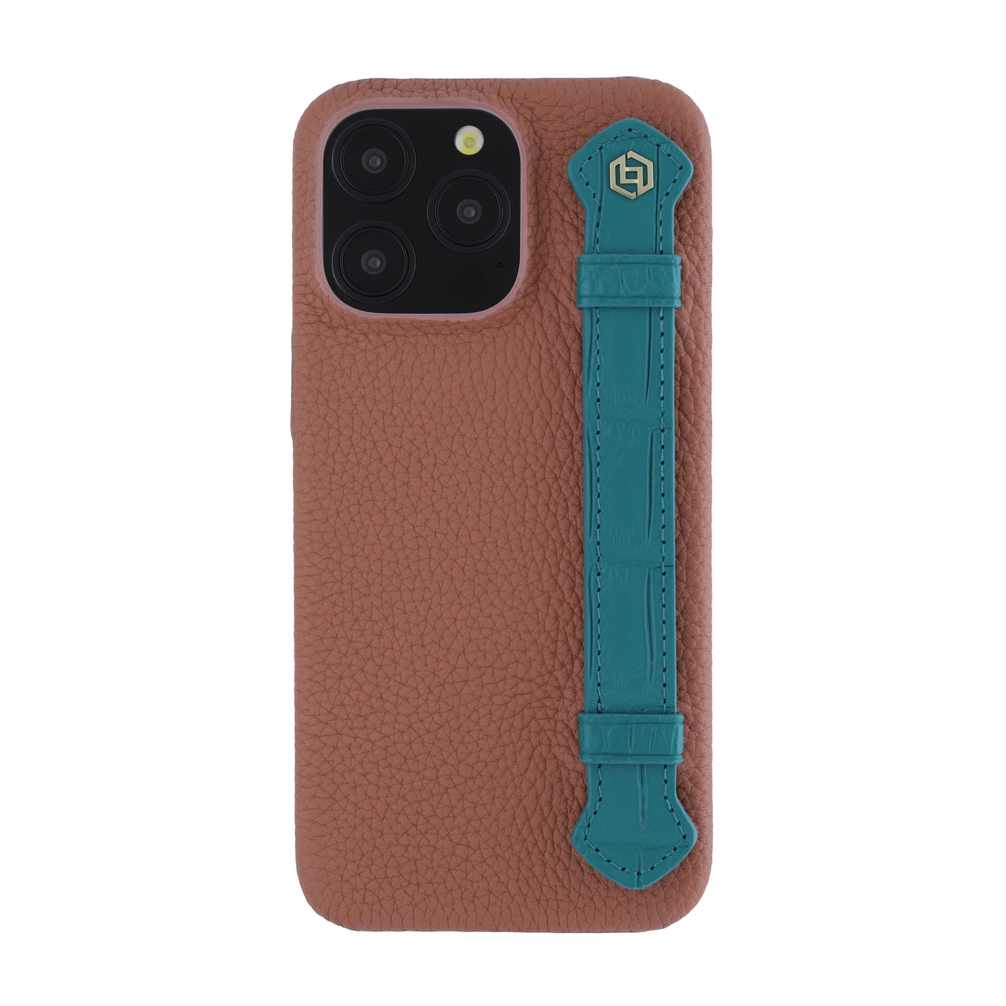 Tan with crocodile side strap Green - iPhone 15 pro max