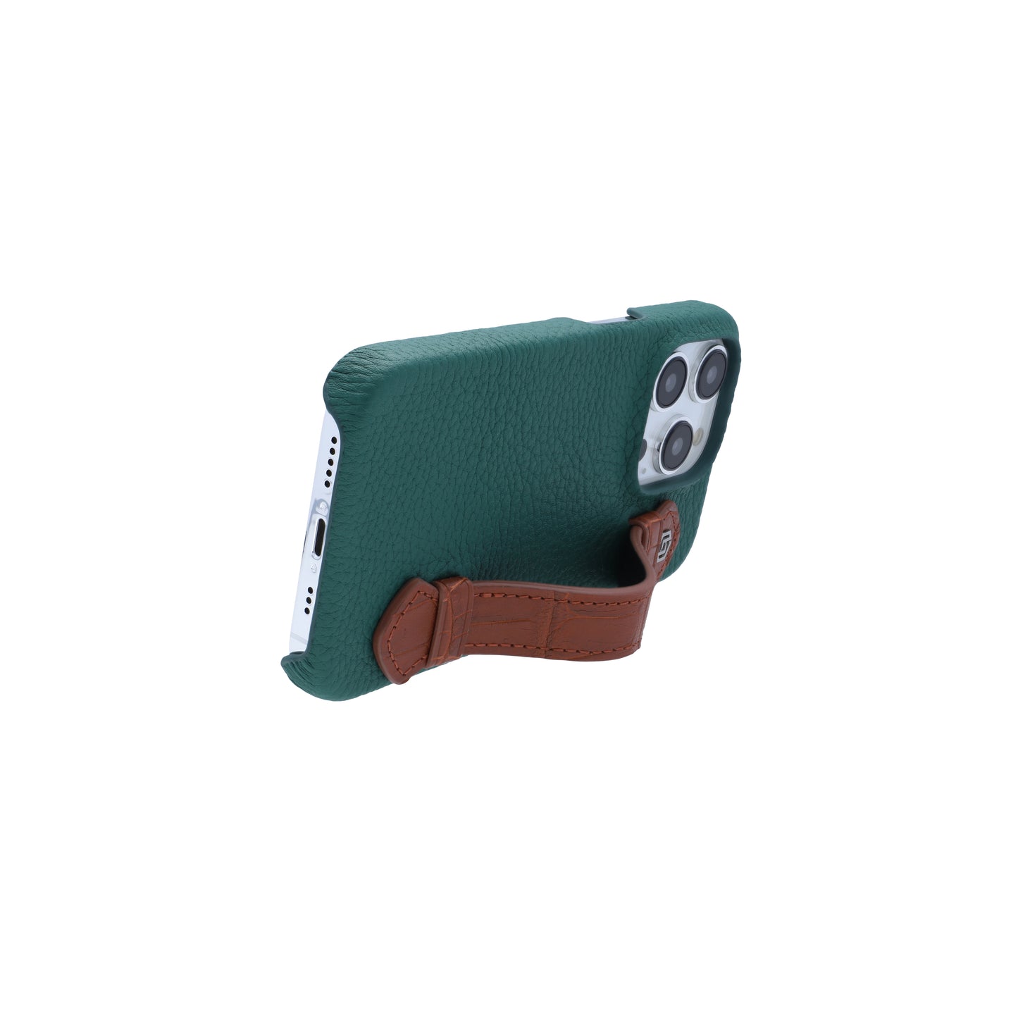 Green with crocodile side strap Brown - iPhone 14 pro