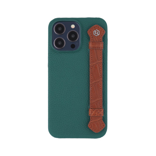 Green with crocodile side strap Brown - iPhone 14 pro max