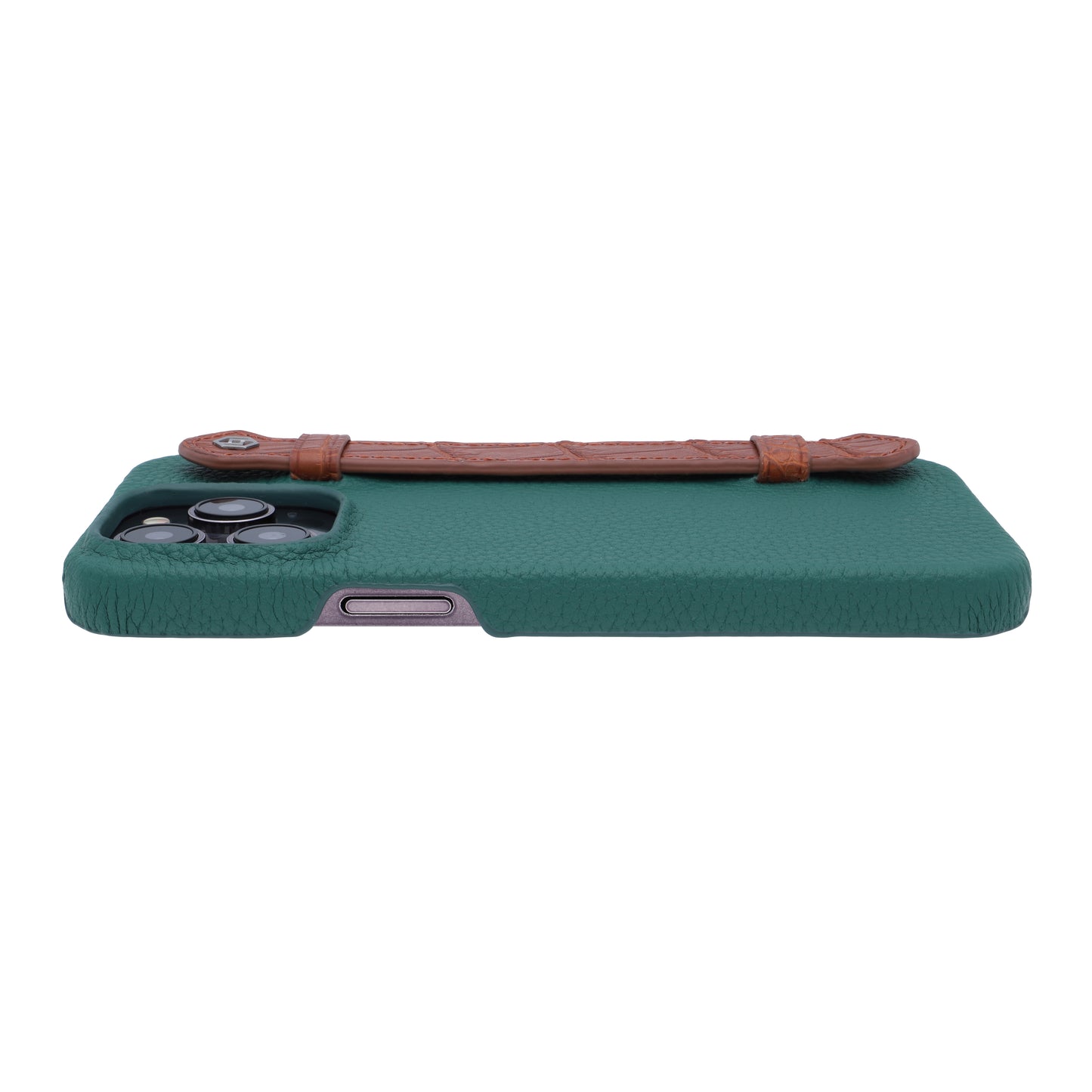 Green with crocodile side strap Brown - iPhone 14 pro max