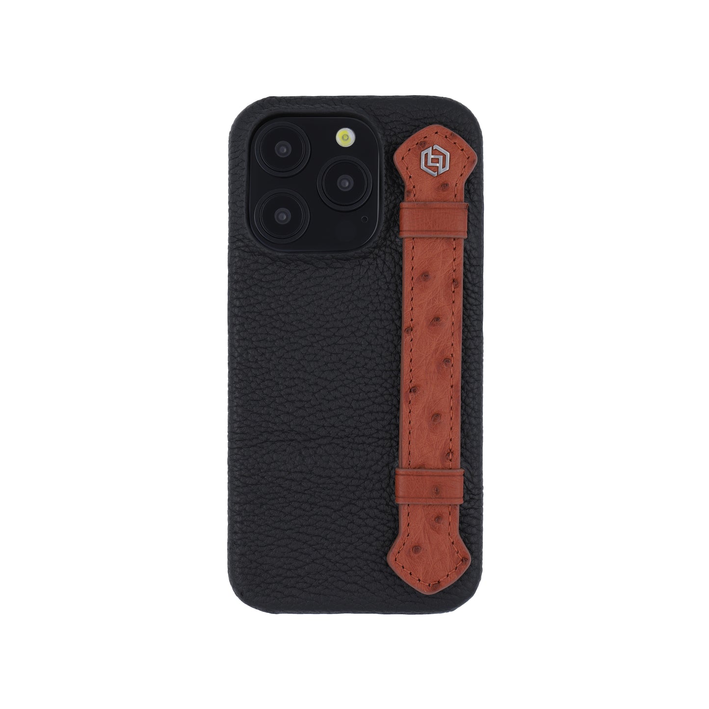 Black with ostrich side strap Brown - iPhone 15 pro