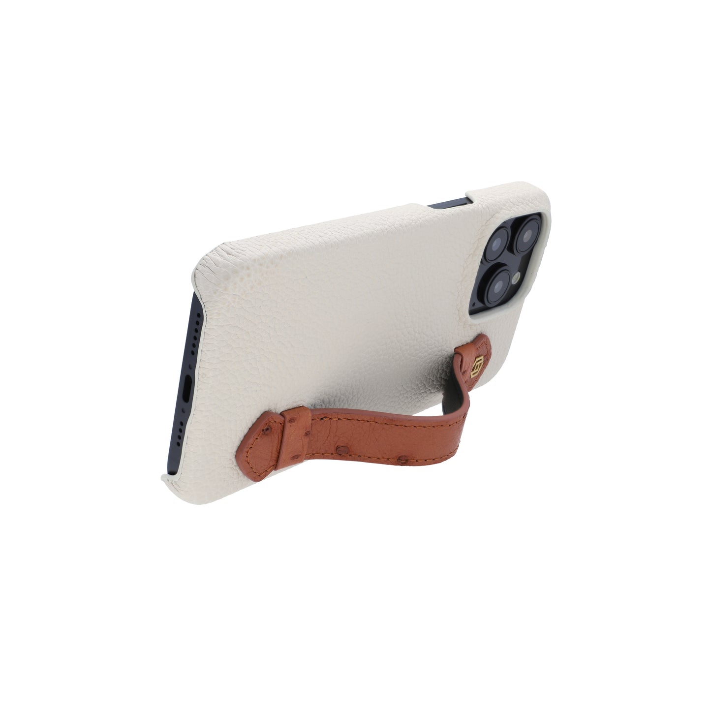 Beige with ostrich side strap Brown - iPhone 15 pro max