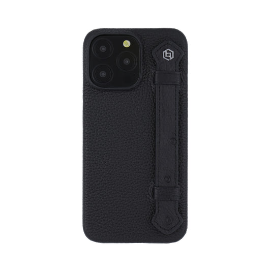 Black with ostrich side strap Black - iPhone 15 pro max