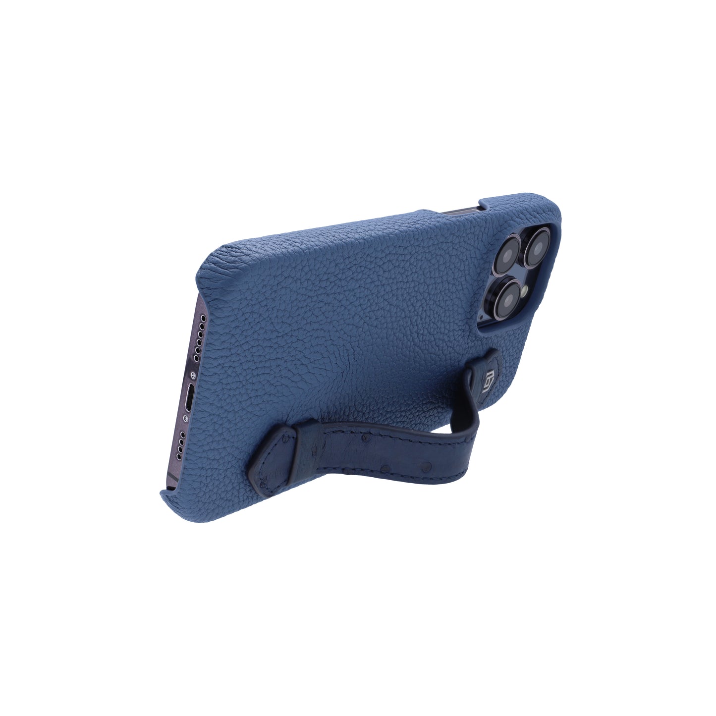 Blue with ostrich side strap Blue - iPhone 14 pro max