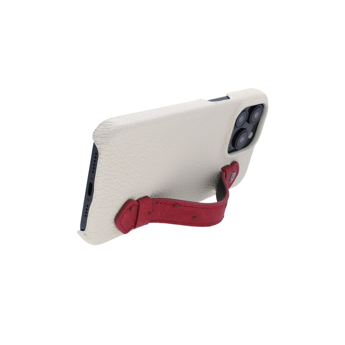 Beige with ostrich side strap Maroon - iPhone 15 pro max