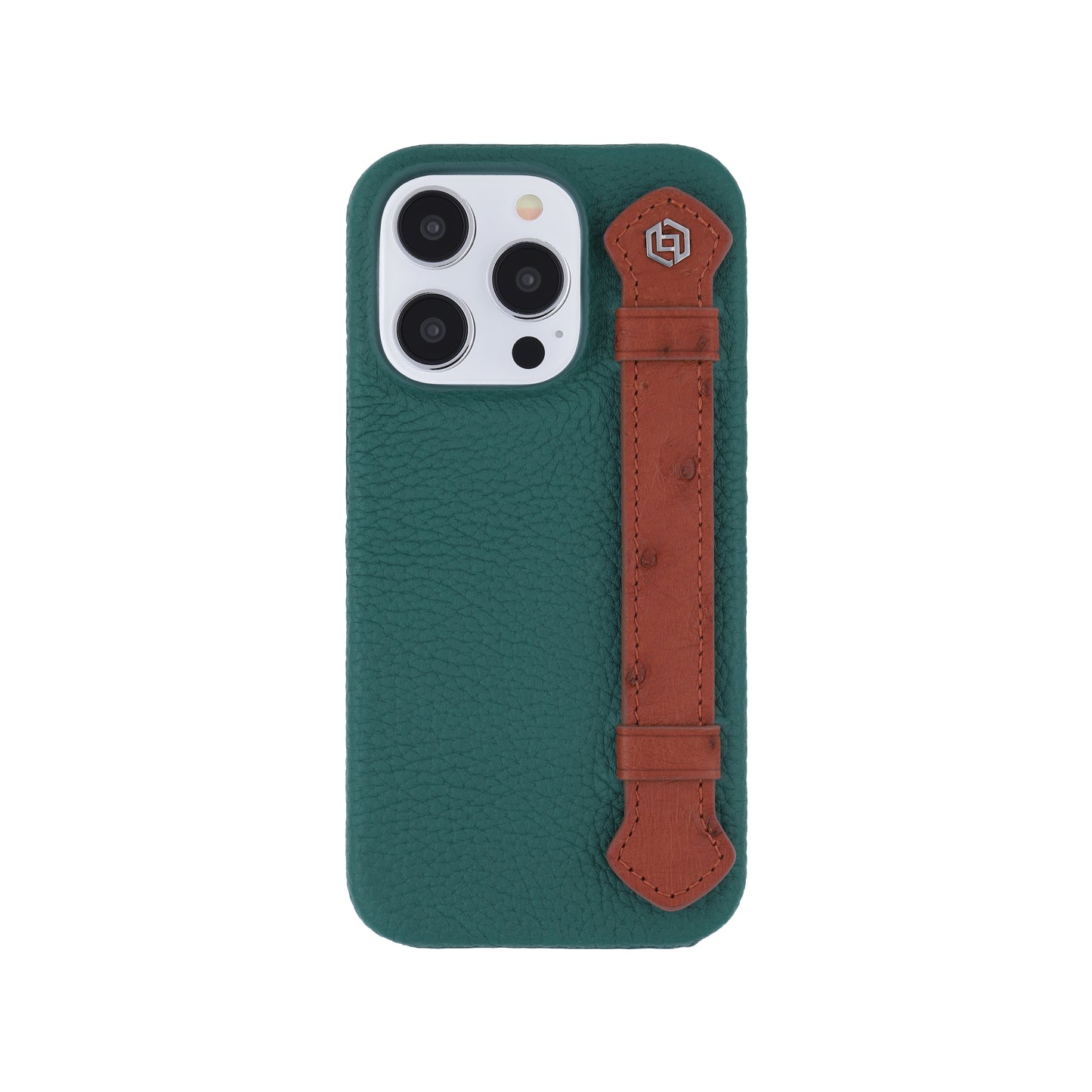 Green with ostrich side strap Brown - iPhone 14 pro