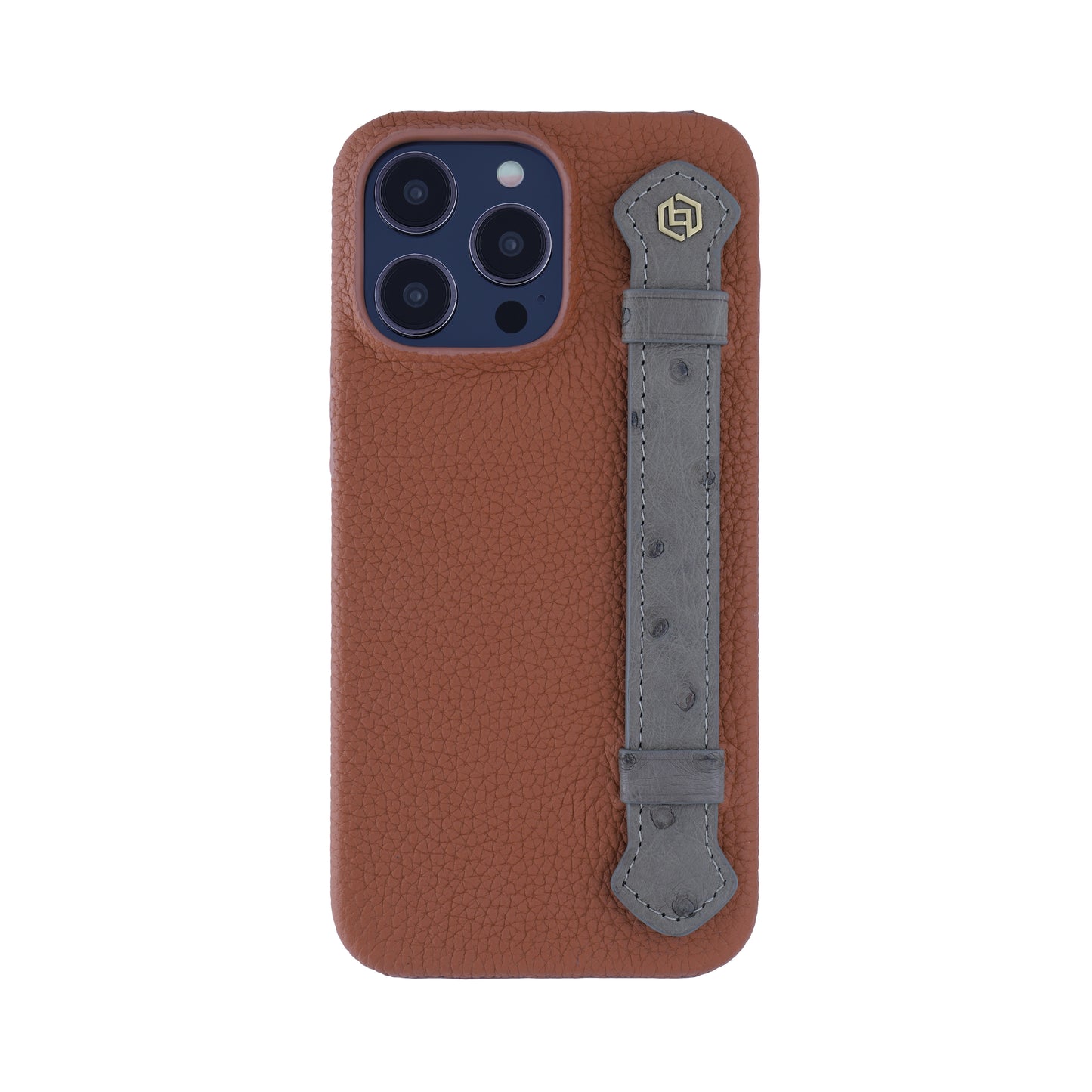 Tan with ostrich side strap Taupe - iPhone 14 pro max