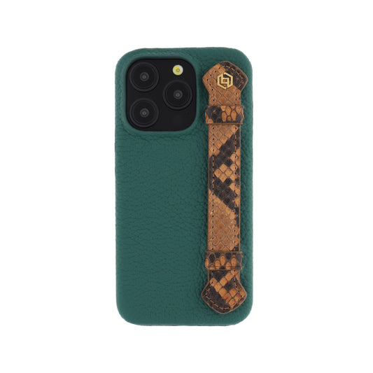 Green with python side strap Brown - iPhone 15 pro