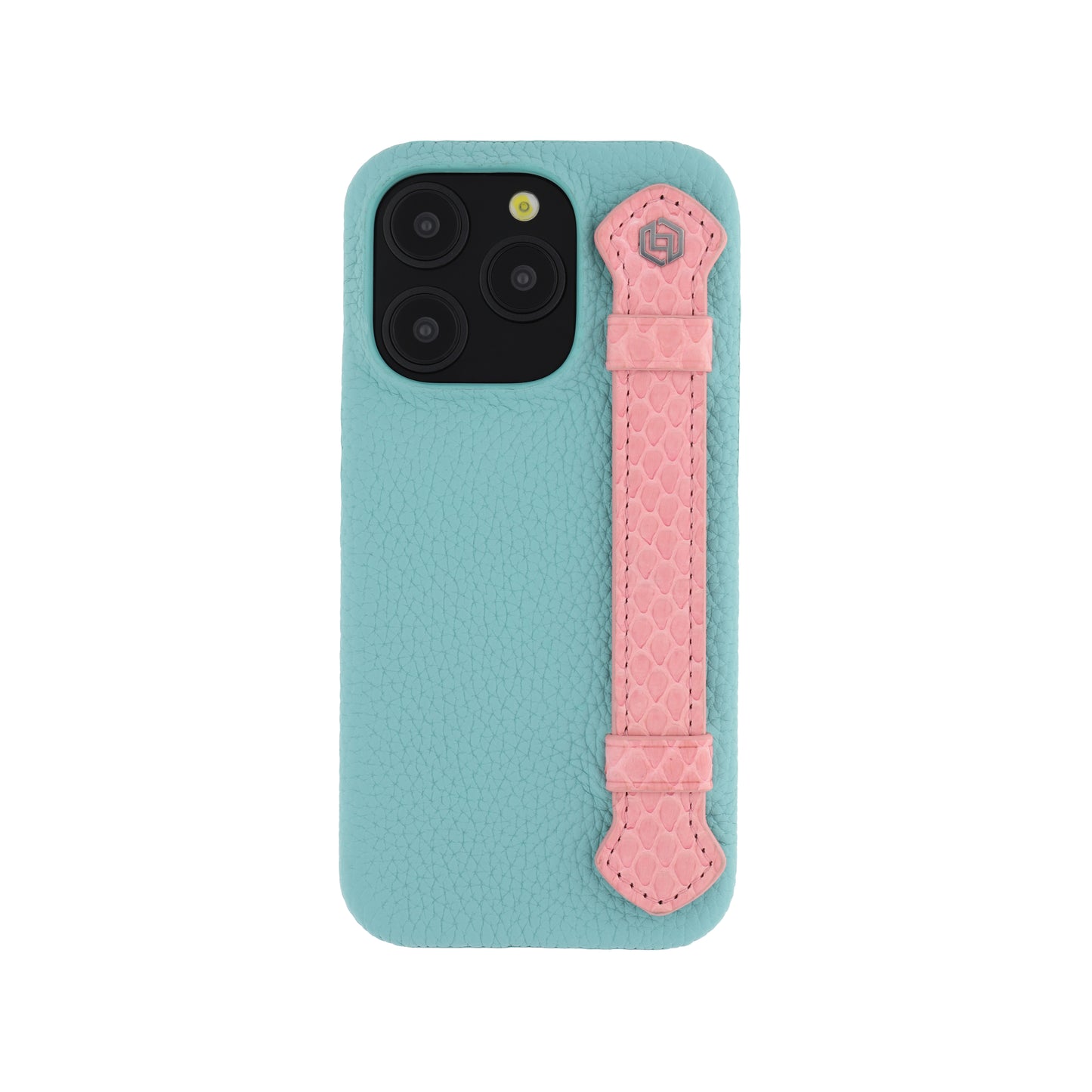 Macaron Blue with python side strap Pink - iPhone 15 pro