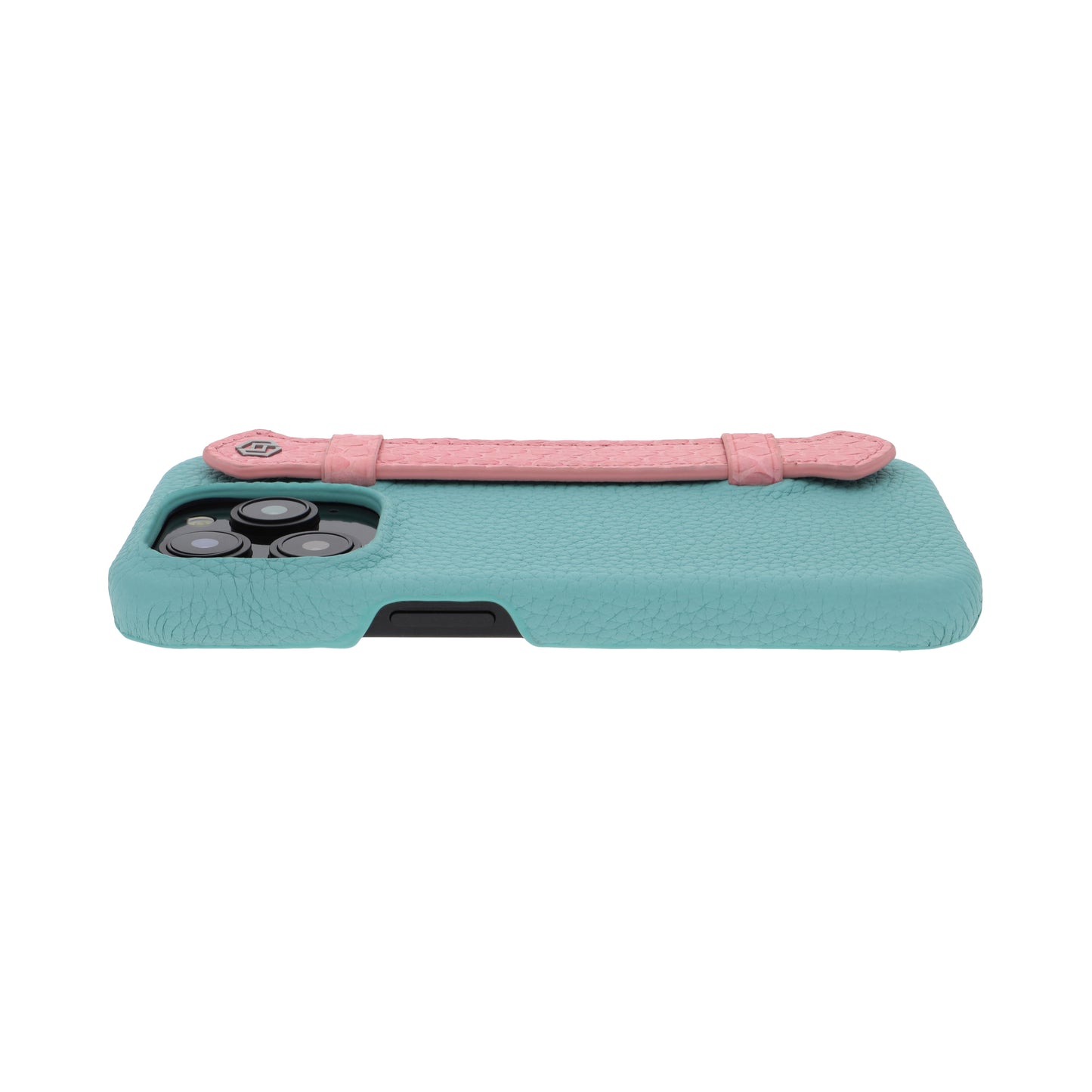 Macaron Blue with python side strap Pink - iPhone 15 pro