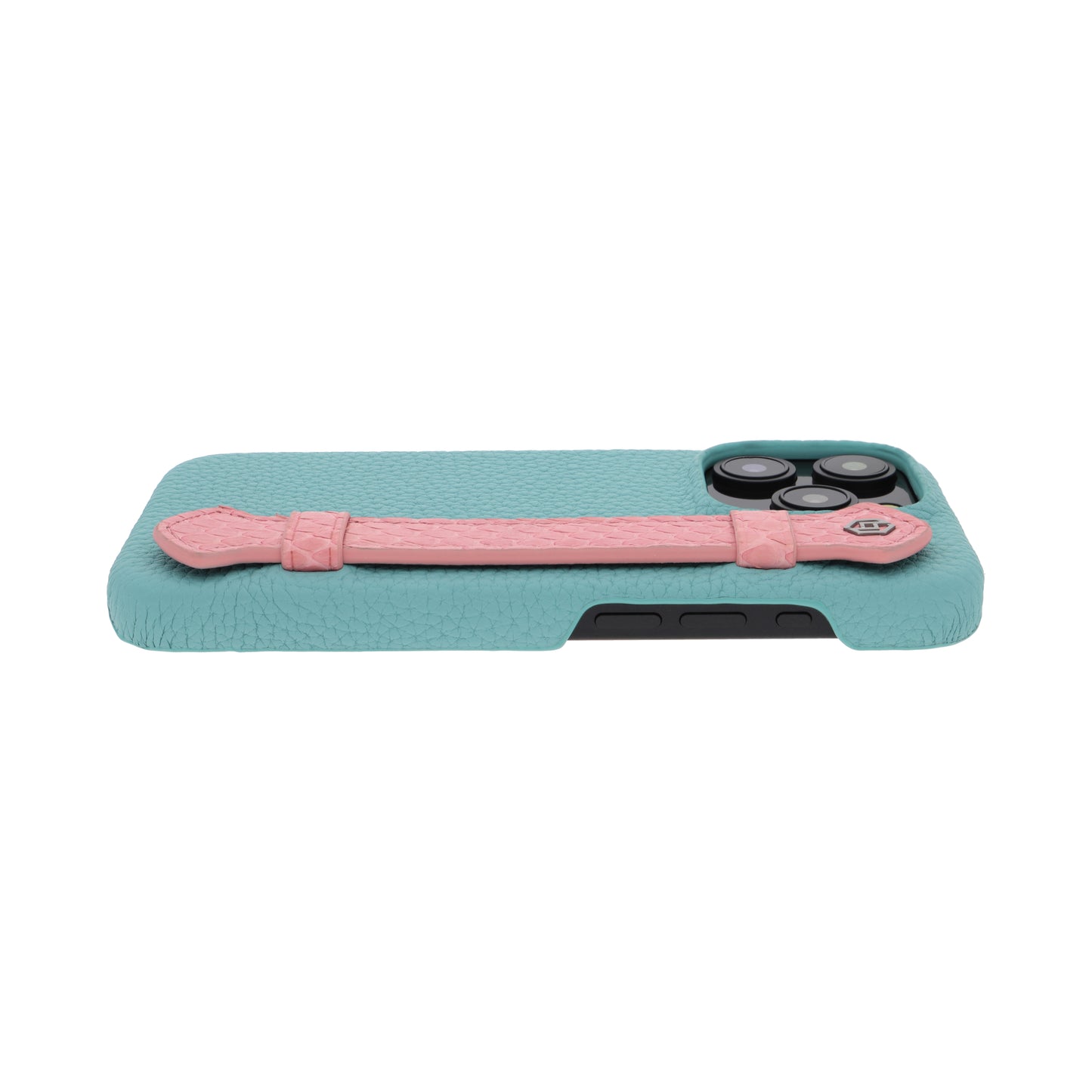 Macaron Blue with python side strap Pink - iPhone 15 pro