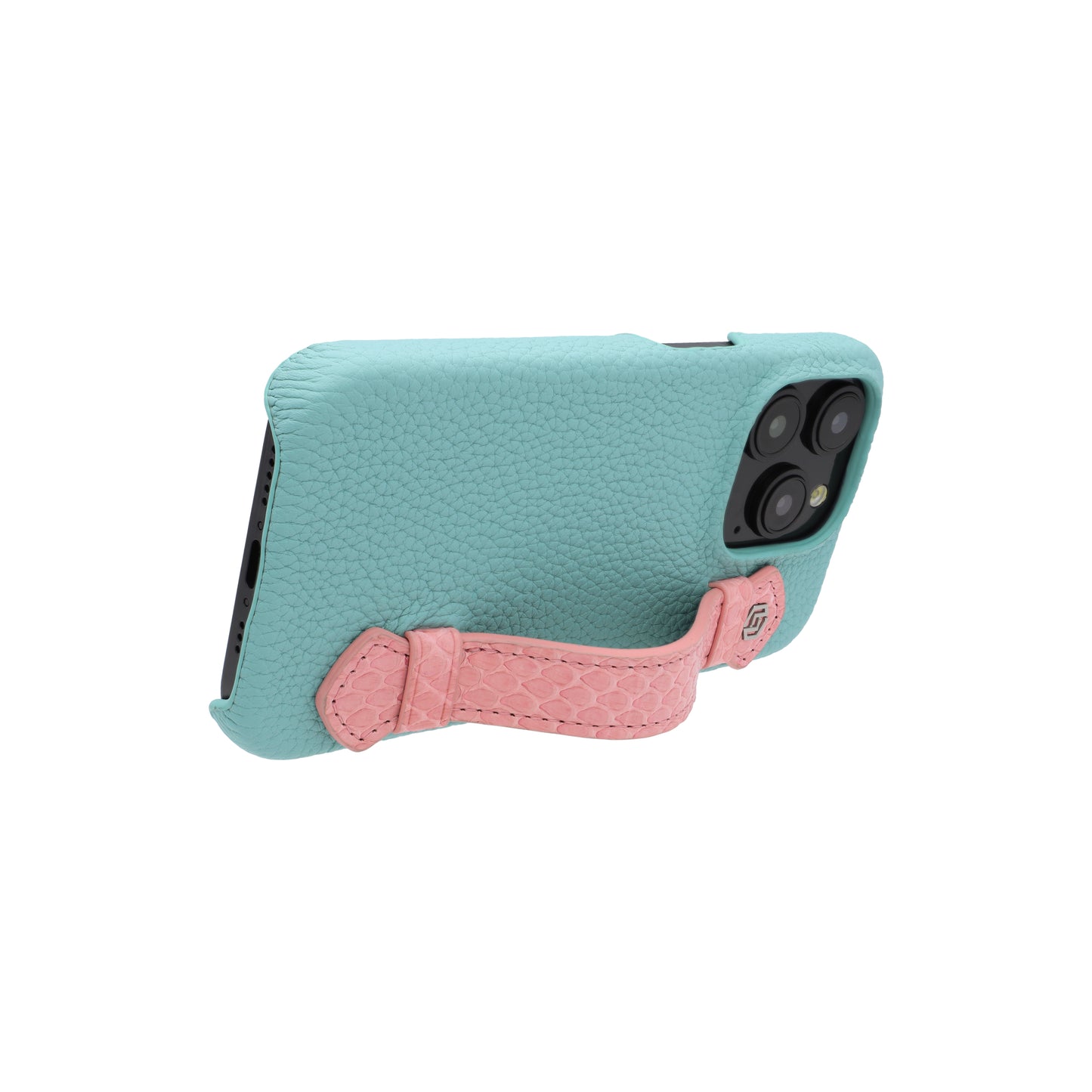 Macaron Blue with python side strap Pink - iPhone 15 pro