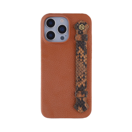 Tan with python side strap Brown - iPhone 16 pro max