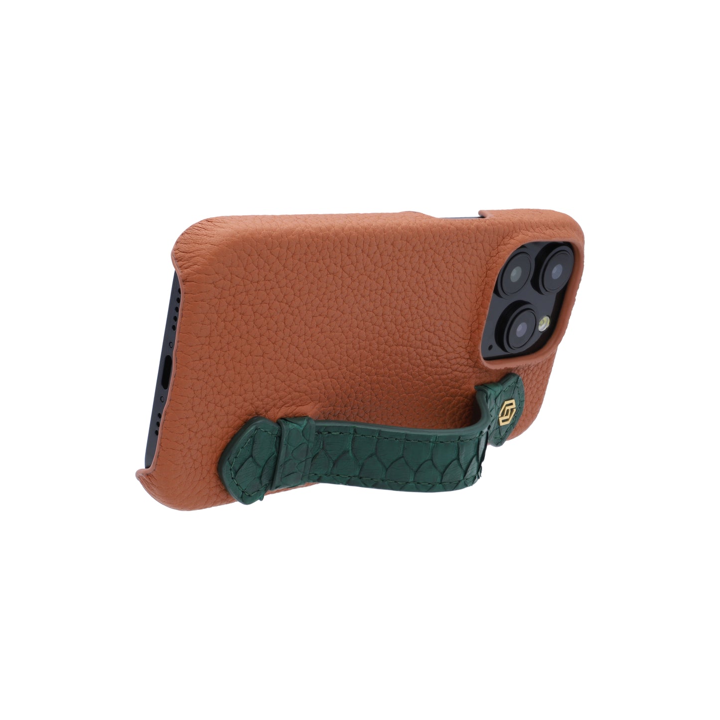 Tan with python side strap Green - iPhone 15 pro